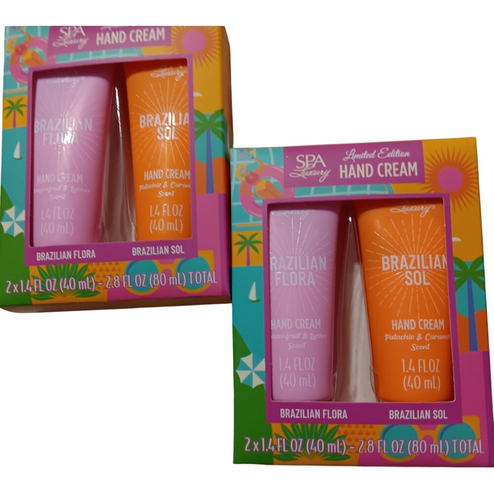 SPA Luxury Hand Cream Sets Brazilian Flora & Brazilian Sol 1.4 fl oz ea (2 SETS)